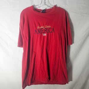 Vintage y2k america red embroidered short sleeve tee